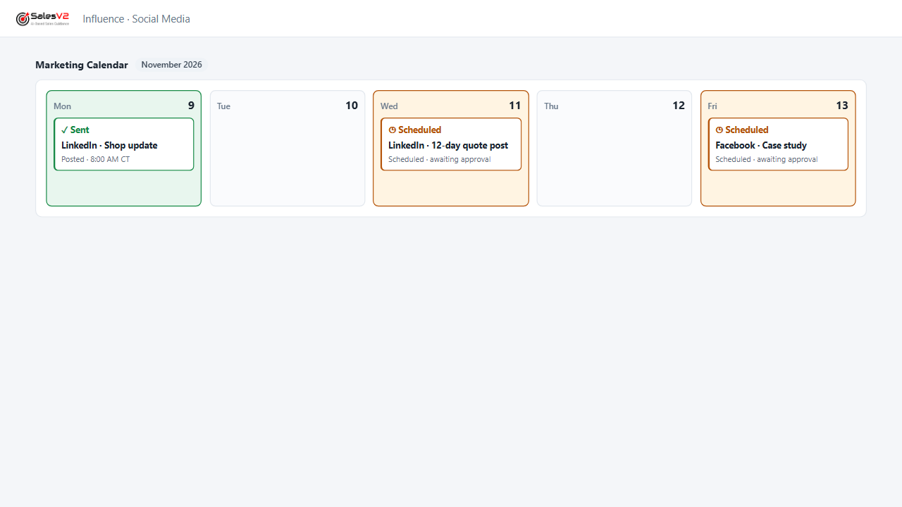 Keep my social feeds alive: mock-up of the play in SalesV2 CRM